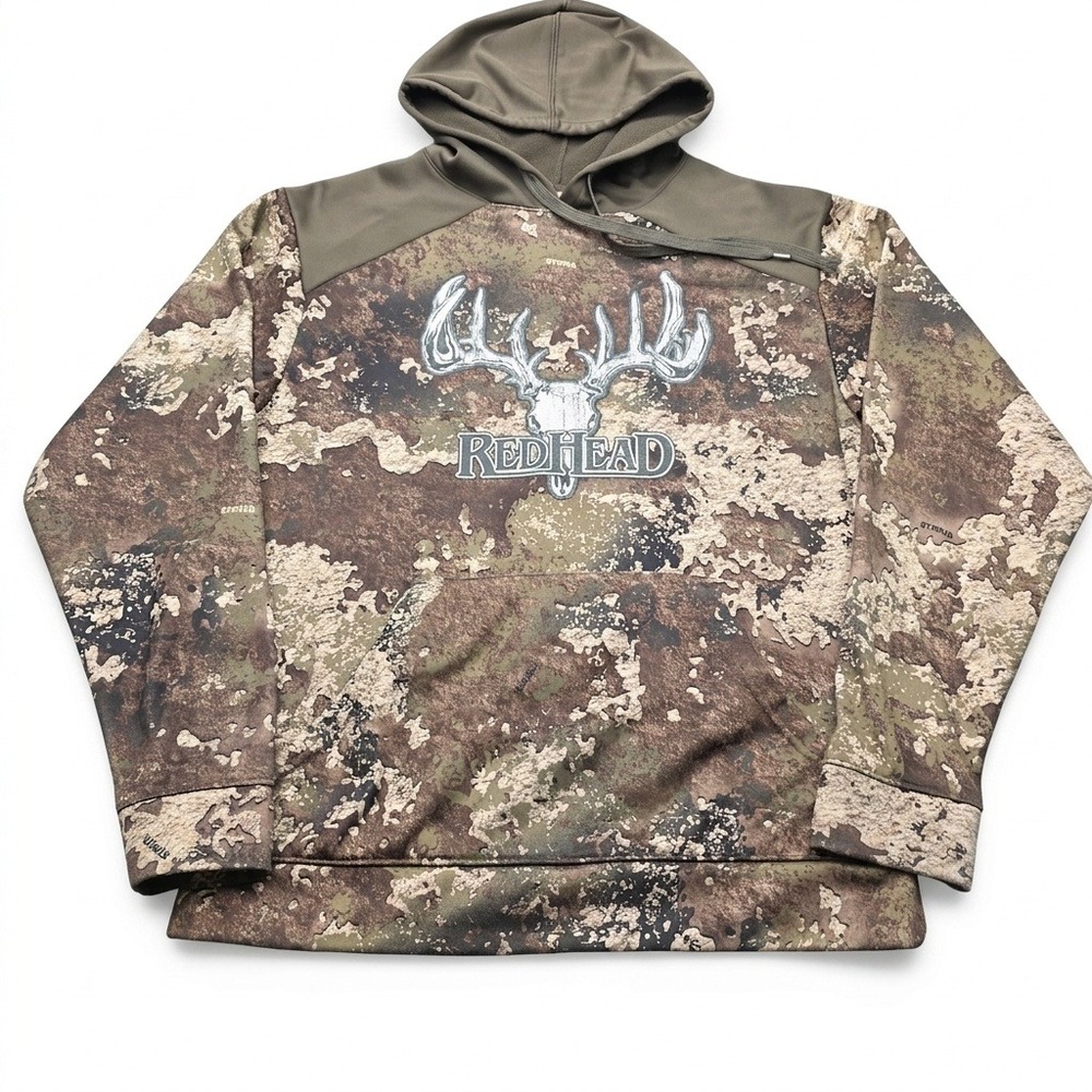 RedHead Strata Camo Hoodie Mens‎ Small Deer Skull Hunting Fleece Performance S